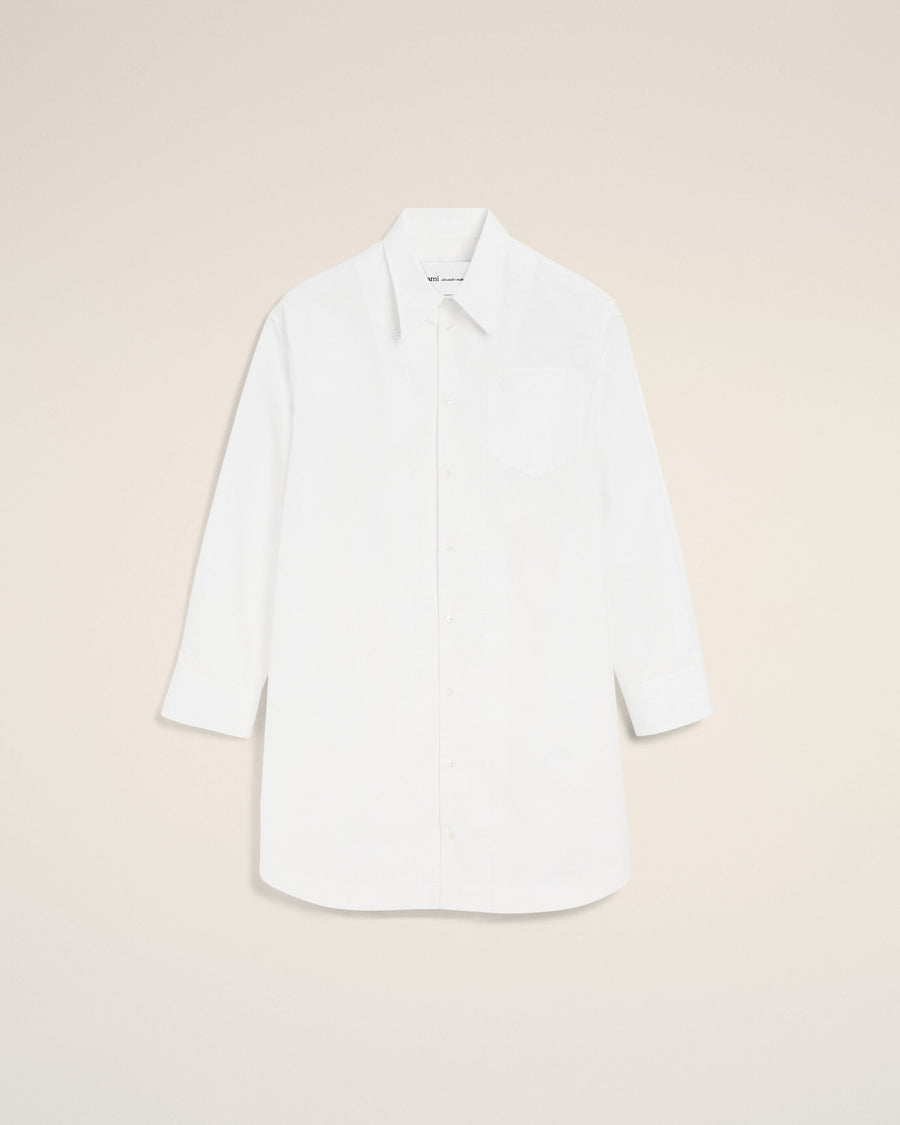 White Cotton Ami De Coeur Wide Shirt Dress
