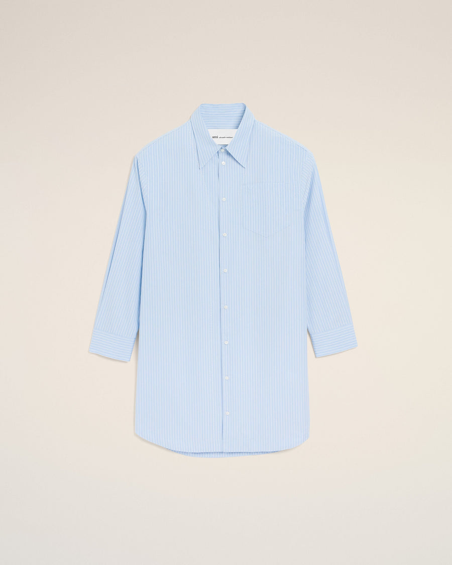 Blue Cotton Ami De Coeur Wide Shirt Dress