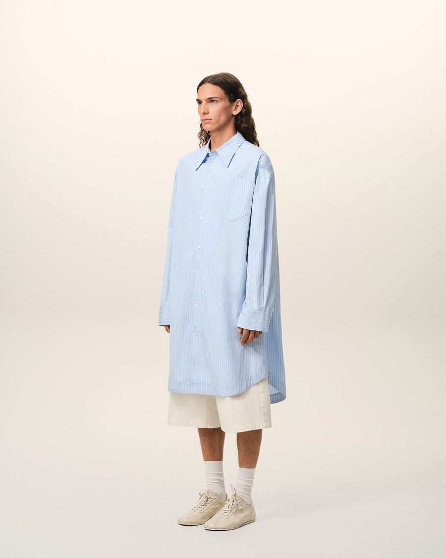 Blue Cotton Ami De Coeur Wide Shirt Dress