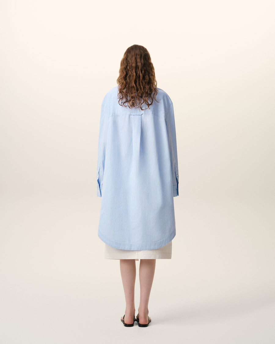 Blue Cotton Ami De Coeur Wide Shirt Dress