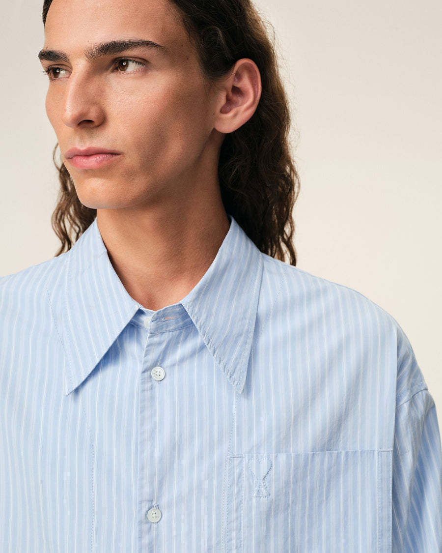Blue Cotton Ami De Coeur Wide Shirt Dress