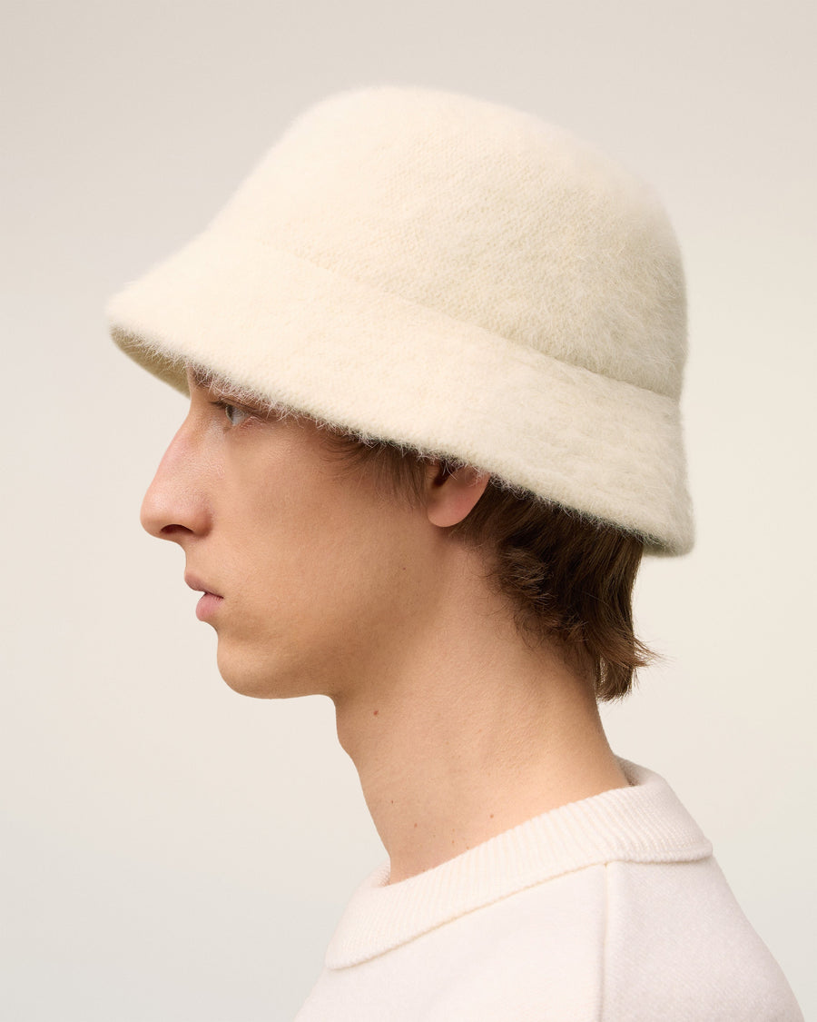 White Wool Ami de Coeur Stud Bucket Hat