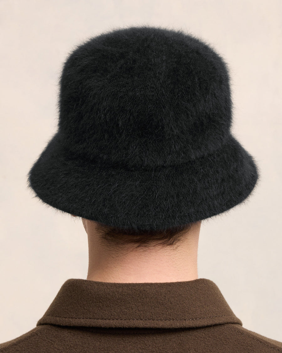 Black Wool Ami de Coeur Stud Bucket Hat