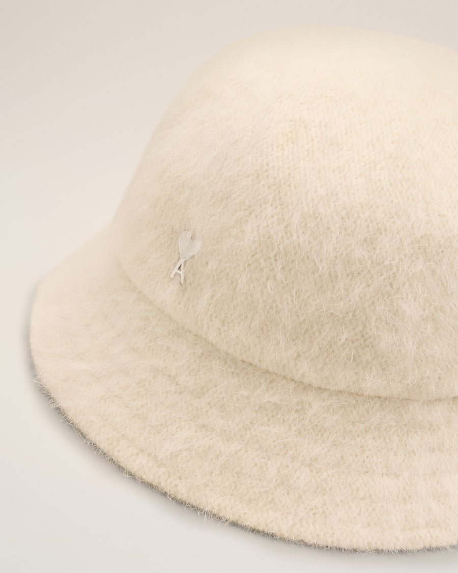 White Wool Ami de Coeur Stud Bucket Hat