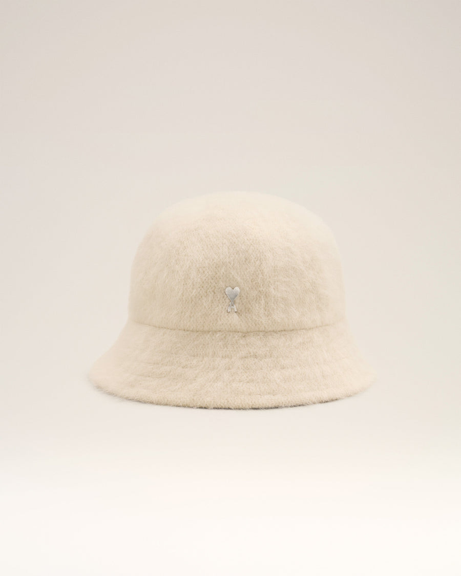 White Wool Ami de Coeur Stud Bucket Hat