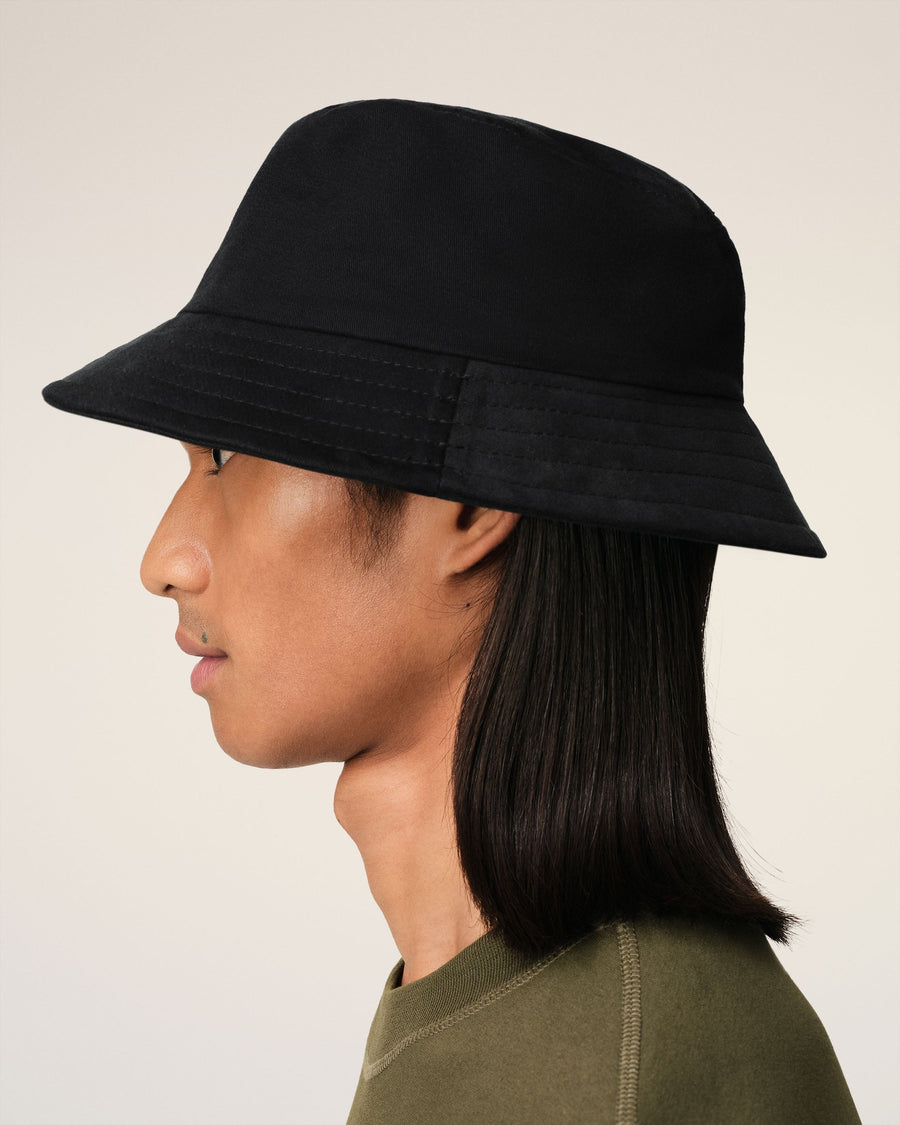 Black Cotton Ami de Coeur Embroidery Bucket Hat