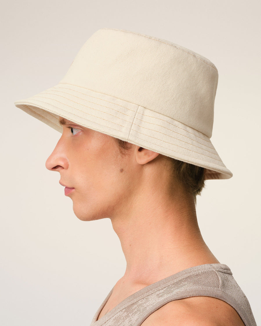 Beige Cotton Ami de Coeur Embroidery Bucket Hat