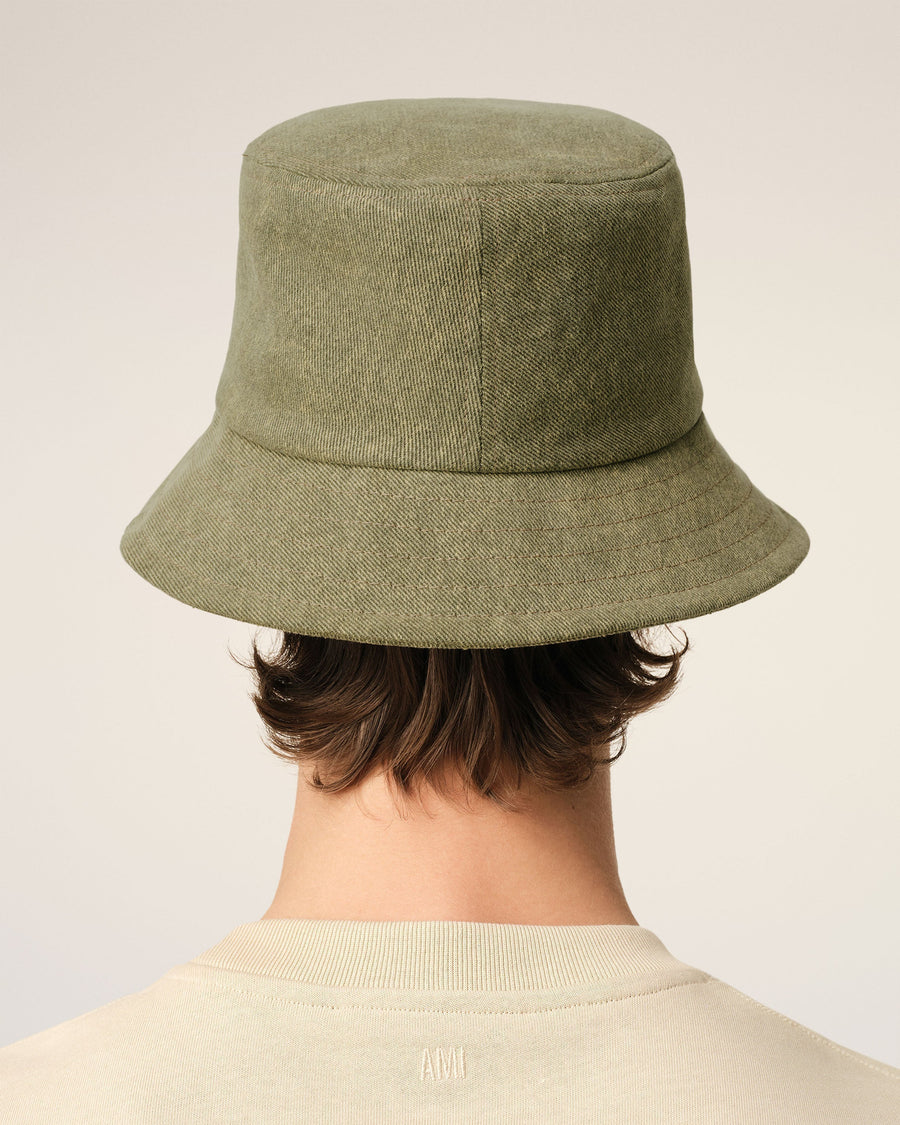 Green Cotton Ami de Coeur Embroidery Bucket Hat