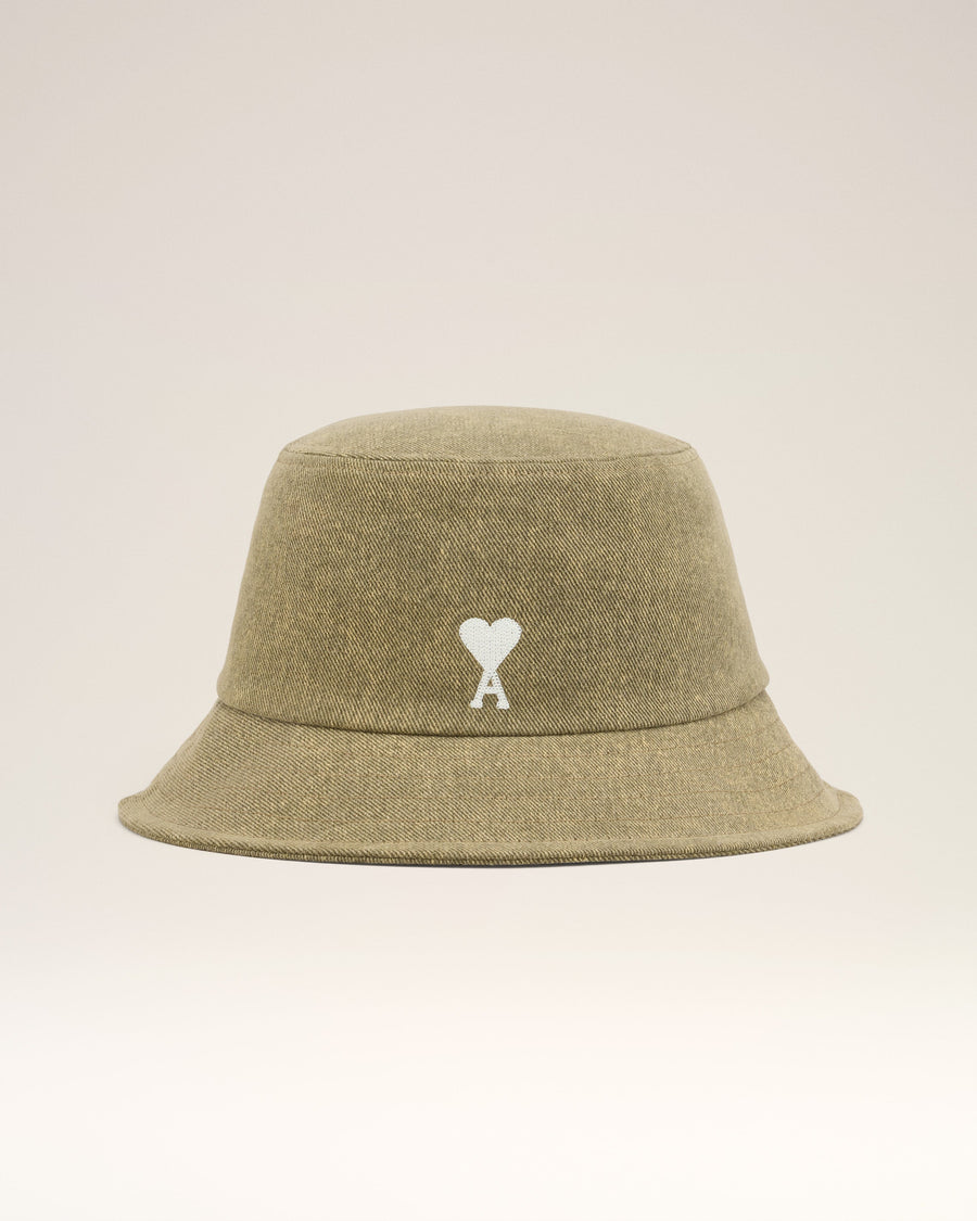 Green Cotton Ami de Coeur Embroidery Bucket Hat