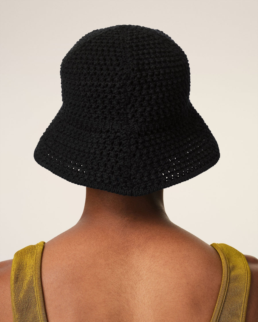 Black Knit Ami Patch Bucket Hat