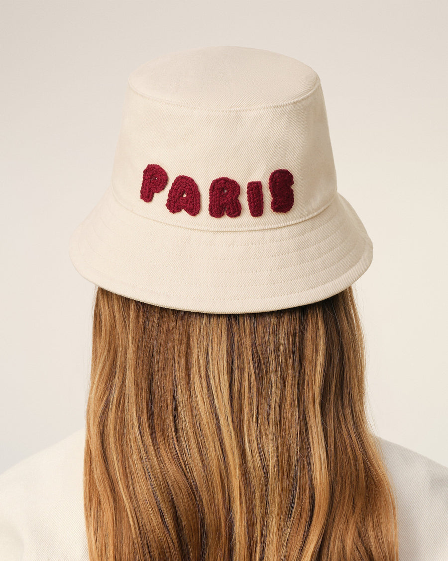 Beige Cotton Ami Paris Patch Bucket Hat