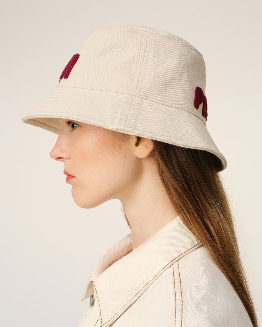 Beige Cotton Ami Paris Patch Bucket Hat