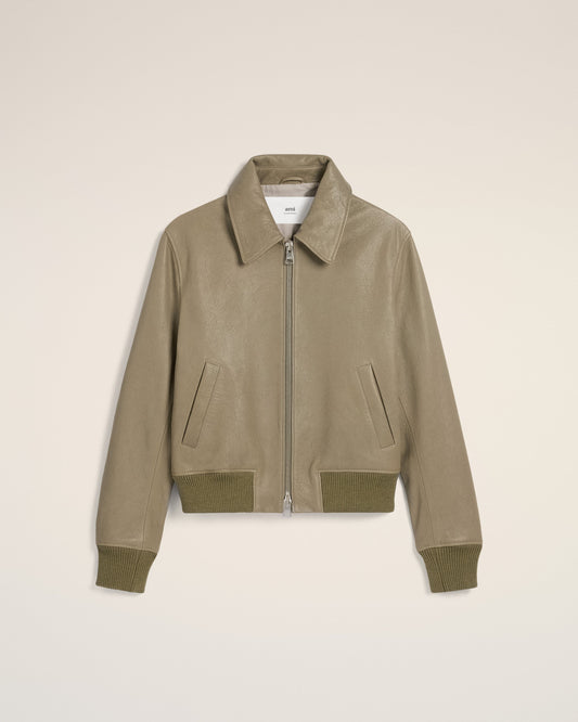 Green Leather Zipped Jacket