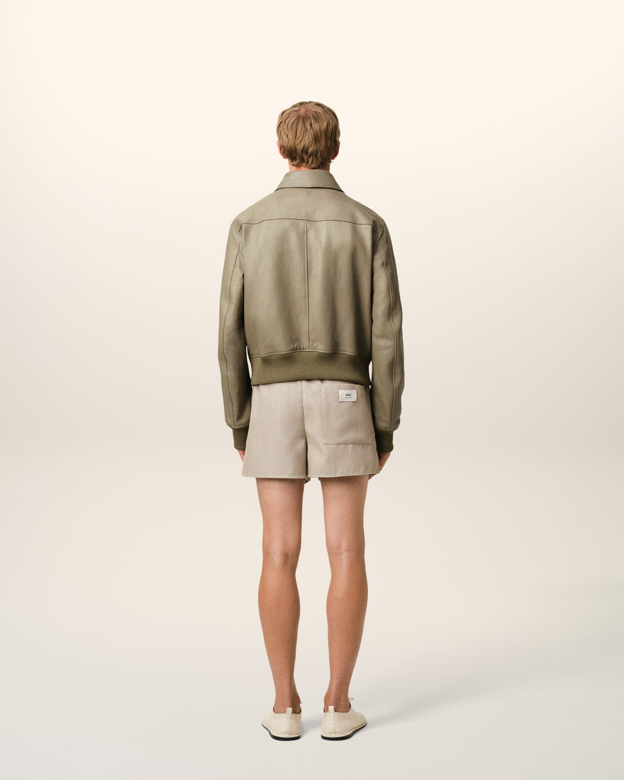 Green Leather Zipped Jacket