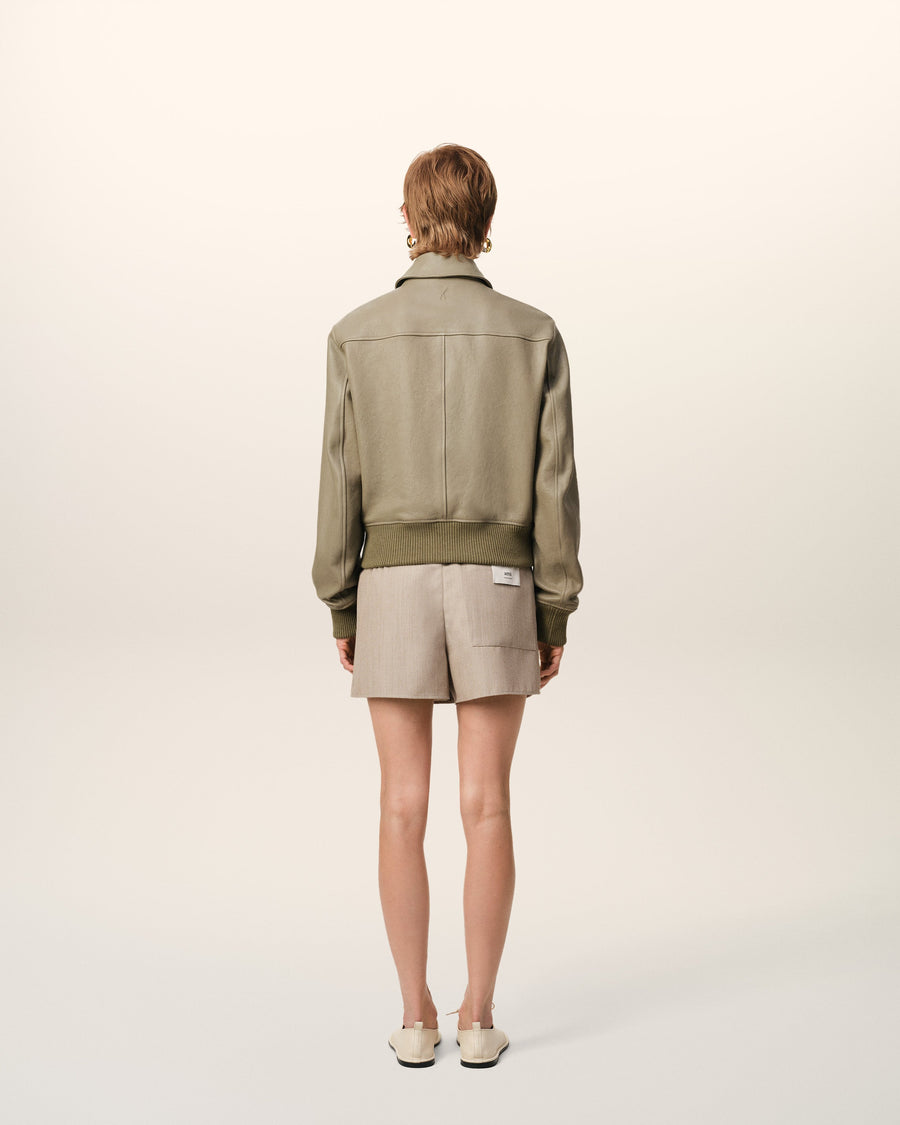Green Leather Zipped Jacket