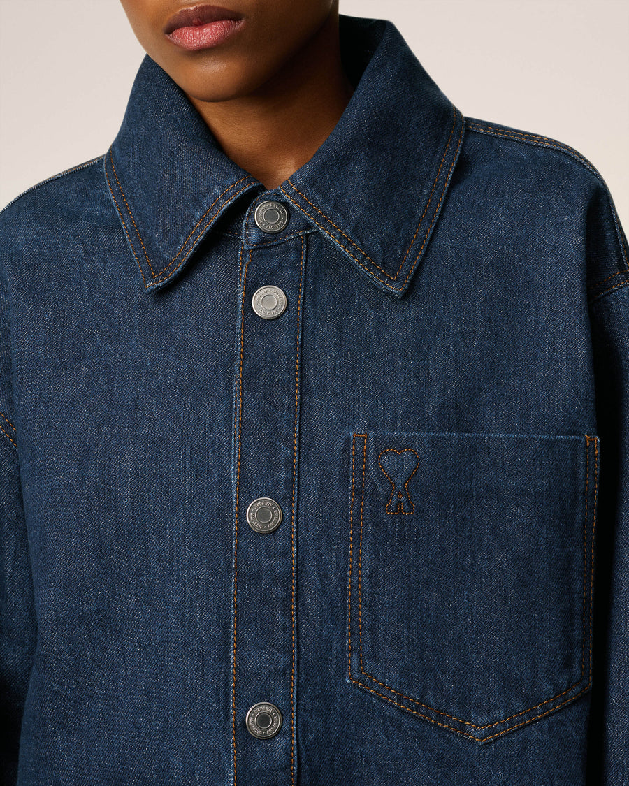 Blue Cotton Ami De Coeur Overshirt