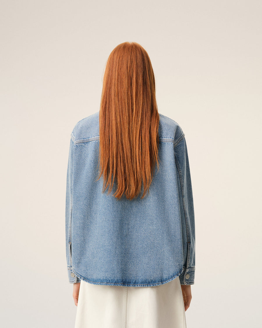 Blue Cotton Knitted Ami De Coeur Overshirt
