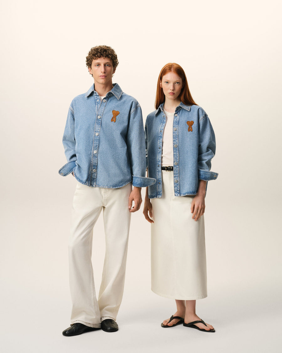 Blue Cotton Knitted Ami De Coeur Overshirt