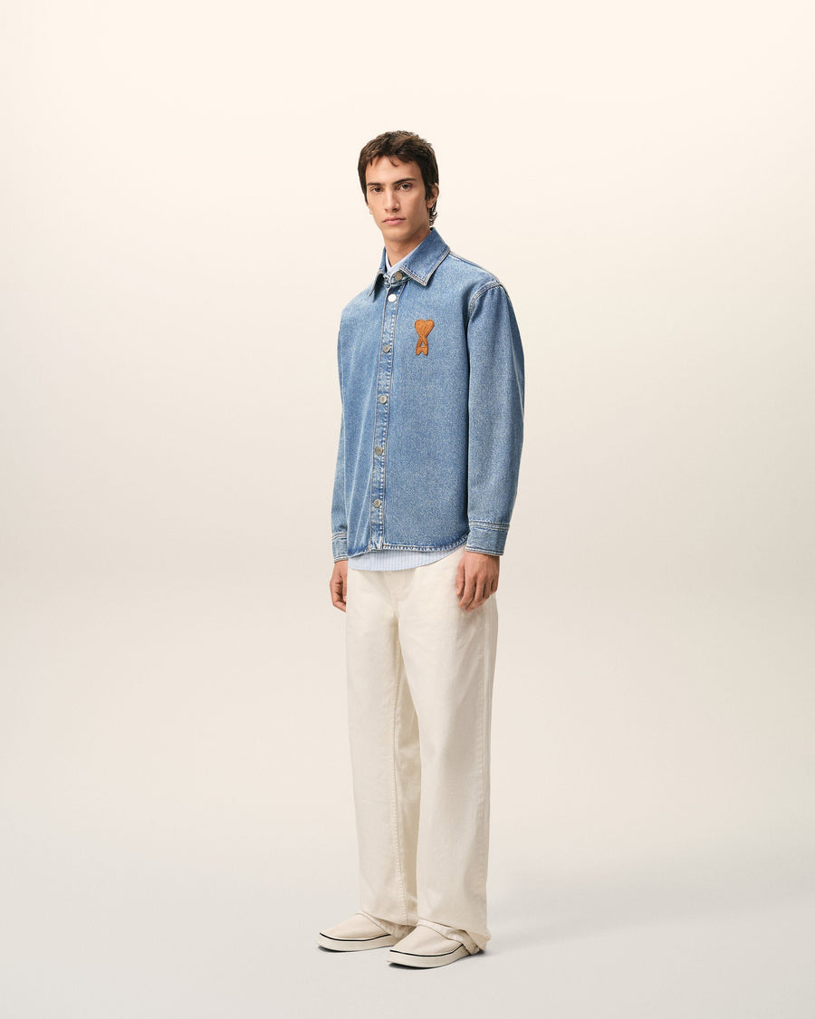 Blue Cotton Knitted Ami De Coeur Overshirt