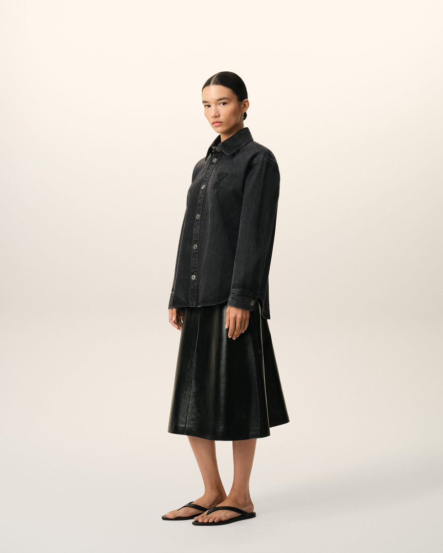 Black Cotton Knitted Ami De Coeur Overshirt