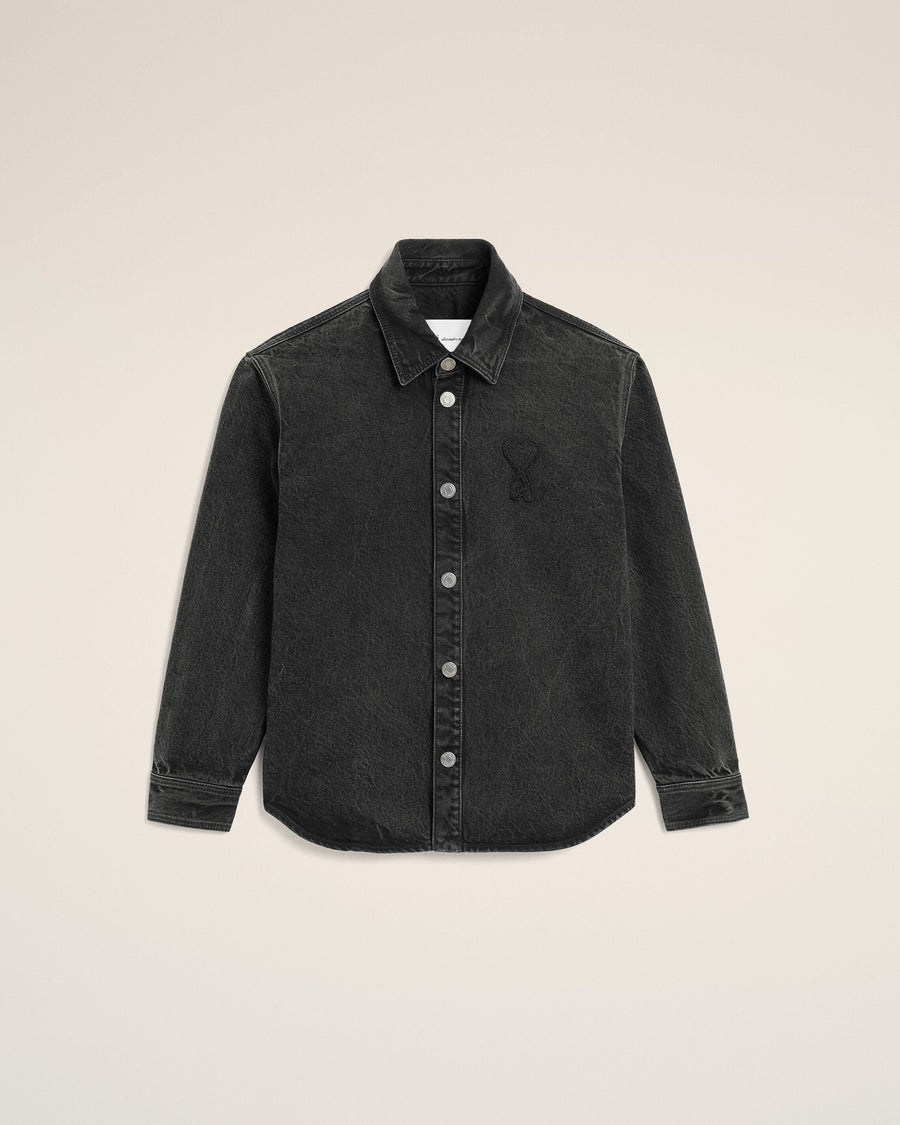 Black Cotton Knitted Ami De Coeur Overshirt
