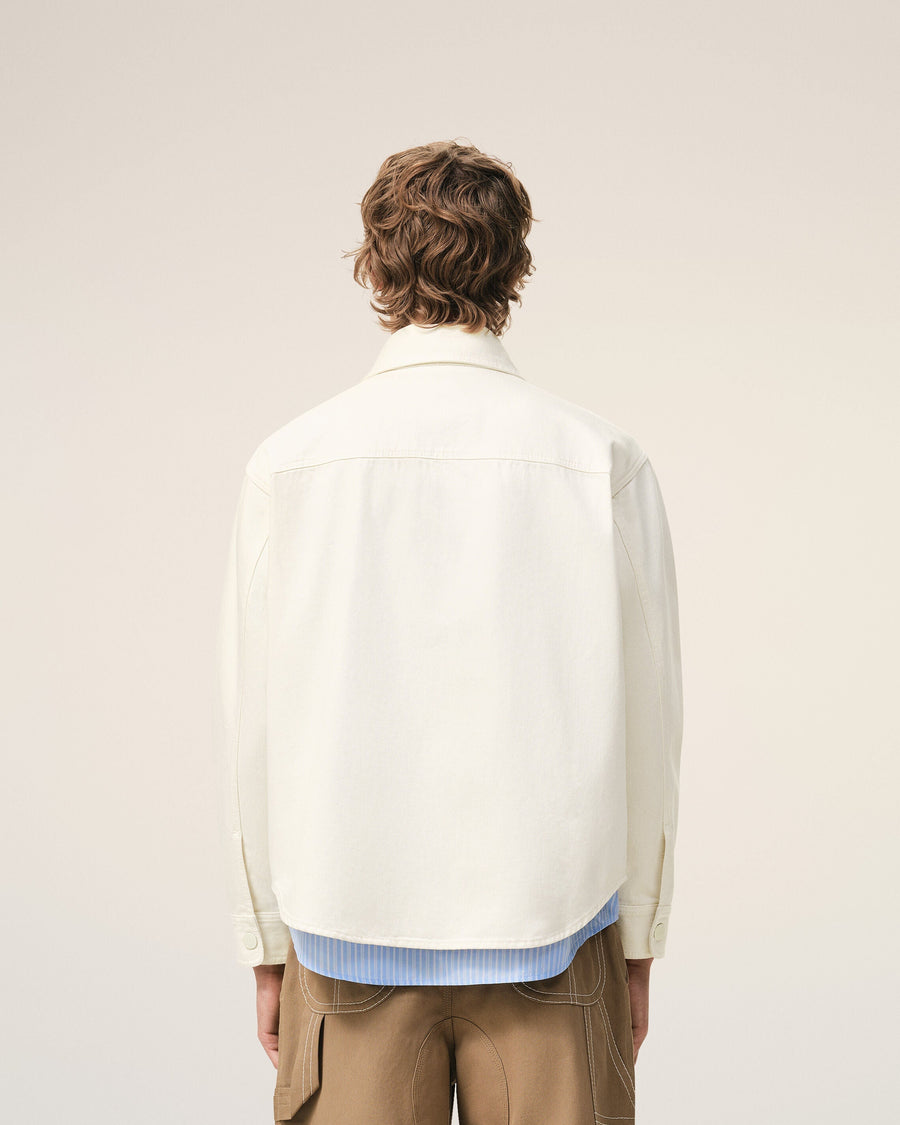 White Cotton Knitted Ami De Coeur Overshirt
