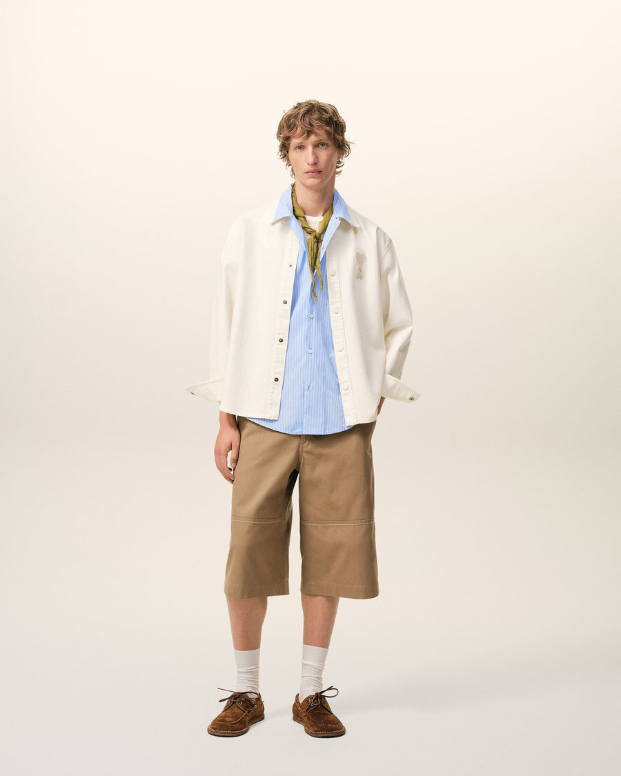 White Cotton Knitted Ami De Coeur Overshirt