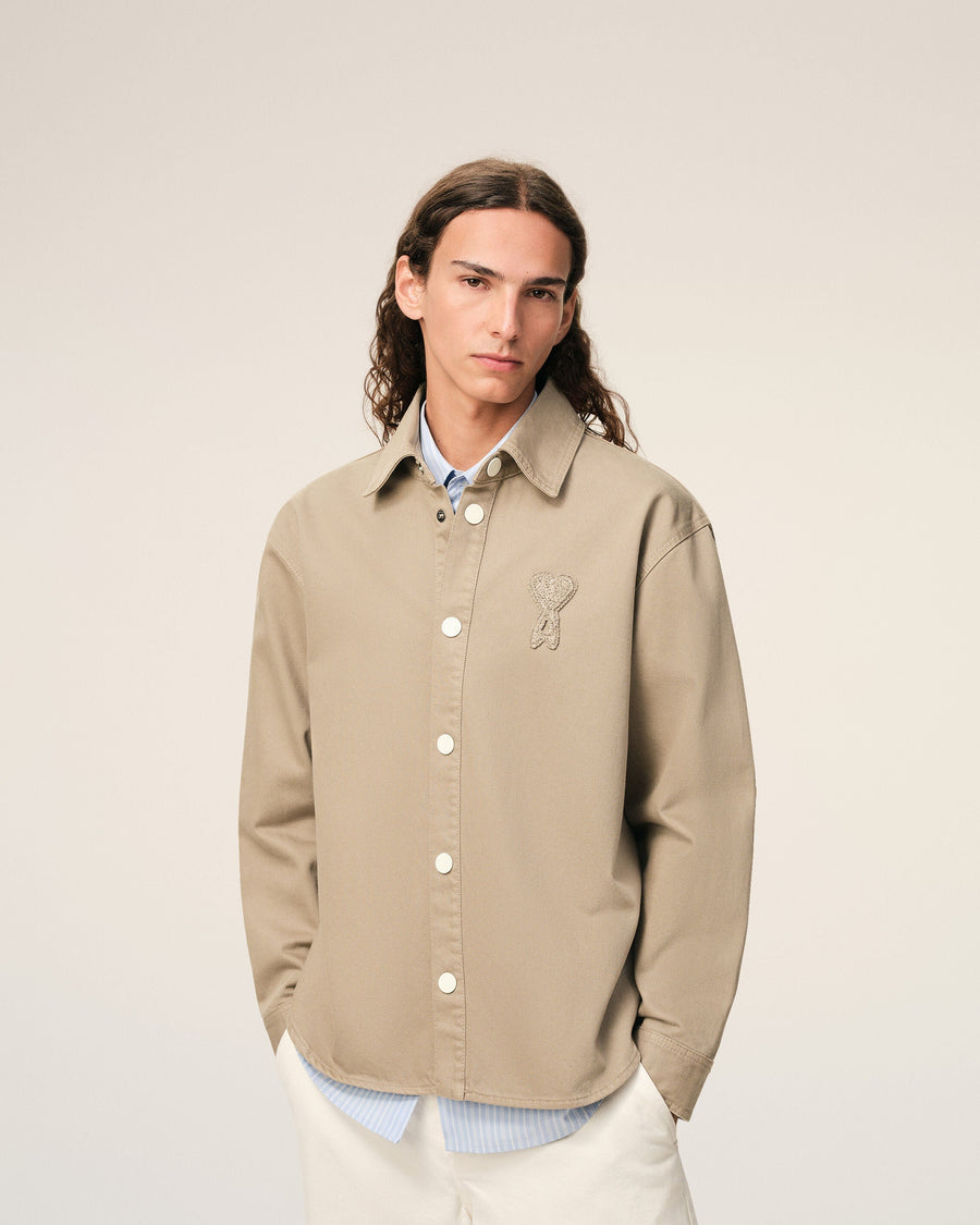 Beige Cotton Knitted Ami De Coeur Overshirt