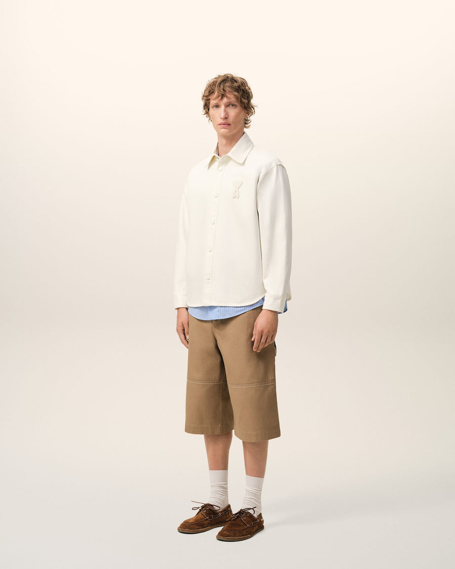 White Cotton Knitted Ami De Coeur Overshirt