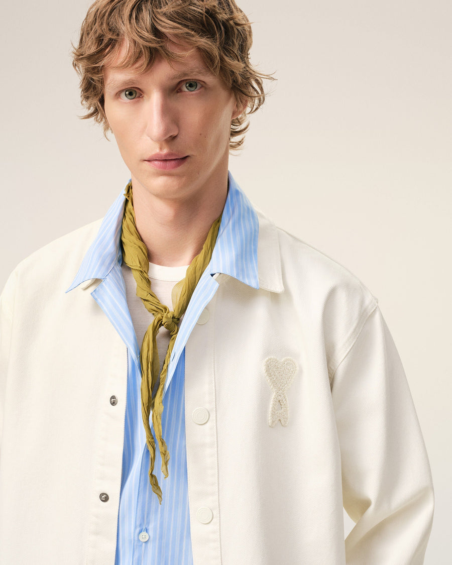 White Cotton Knitted Ami De Coeur Overshirt