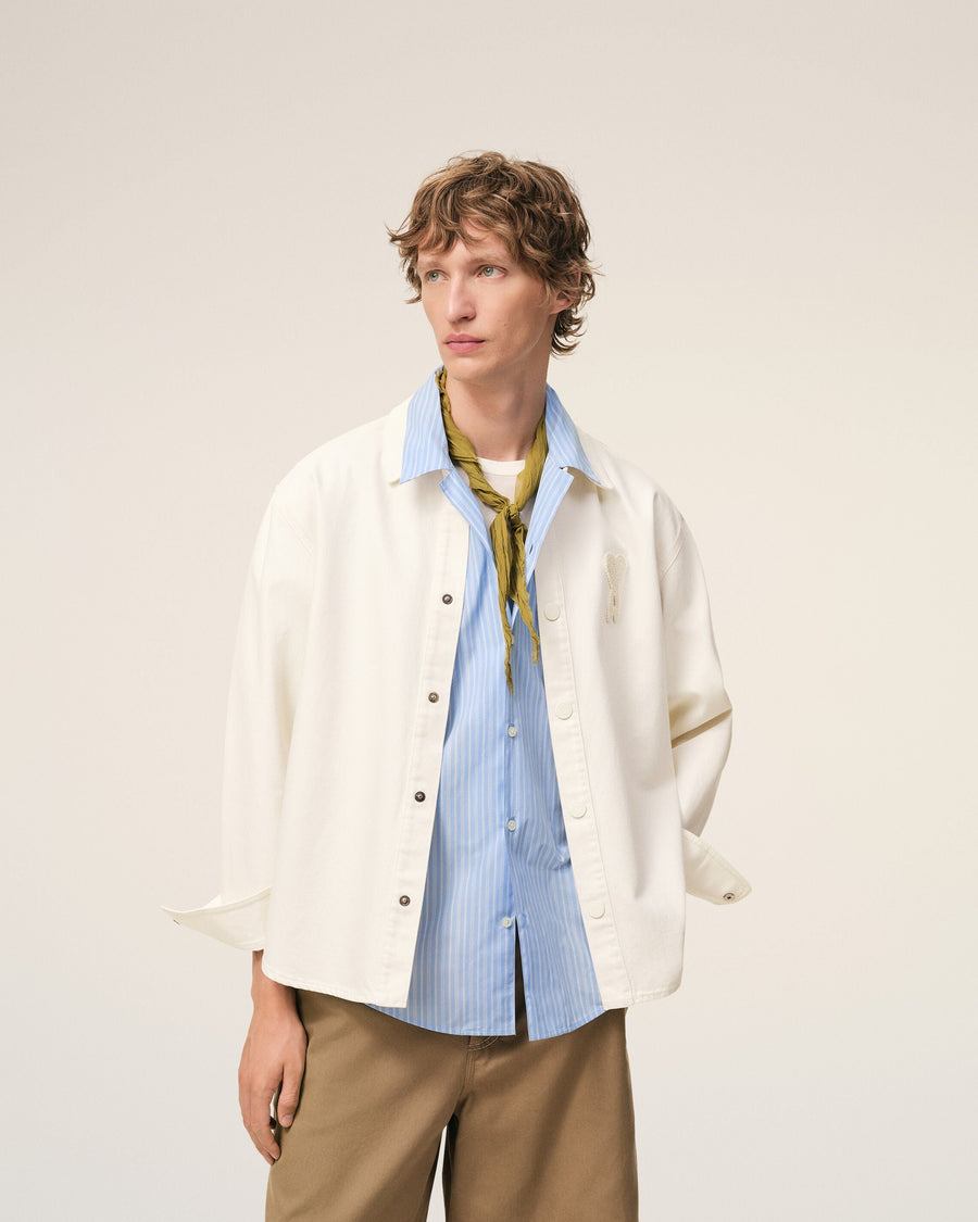 White Cotton Knitted Ami De Coeur Overshirt