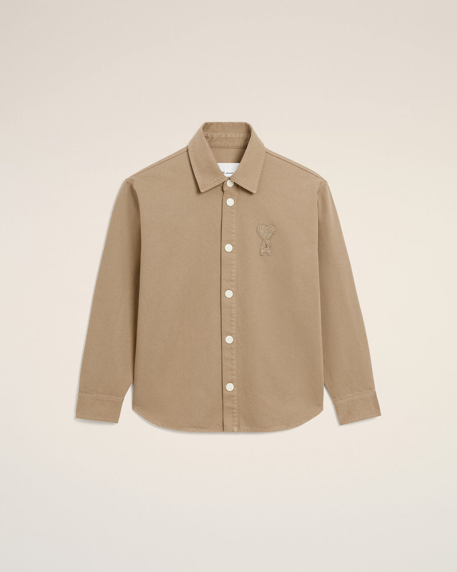 Beige Cotton Knitted Ami De Coeur Overshirt