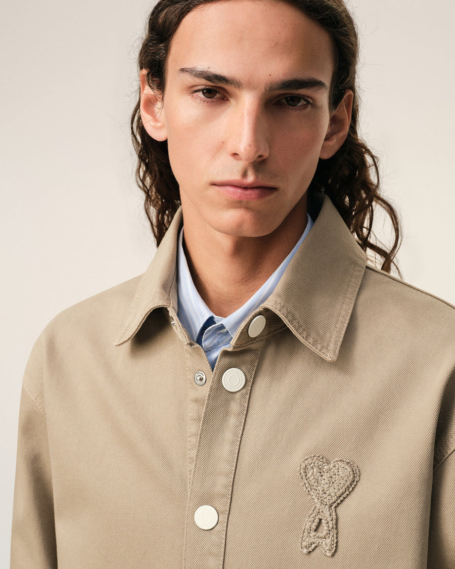 Beige Cotton Knitted Ami De Coeur Overshirt