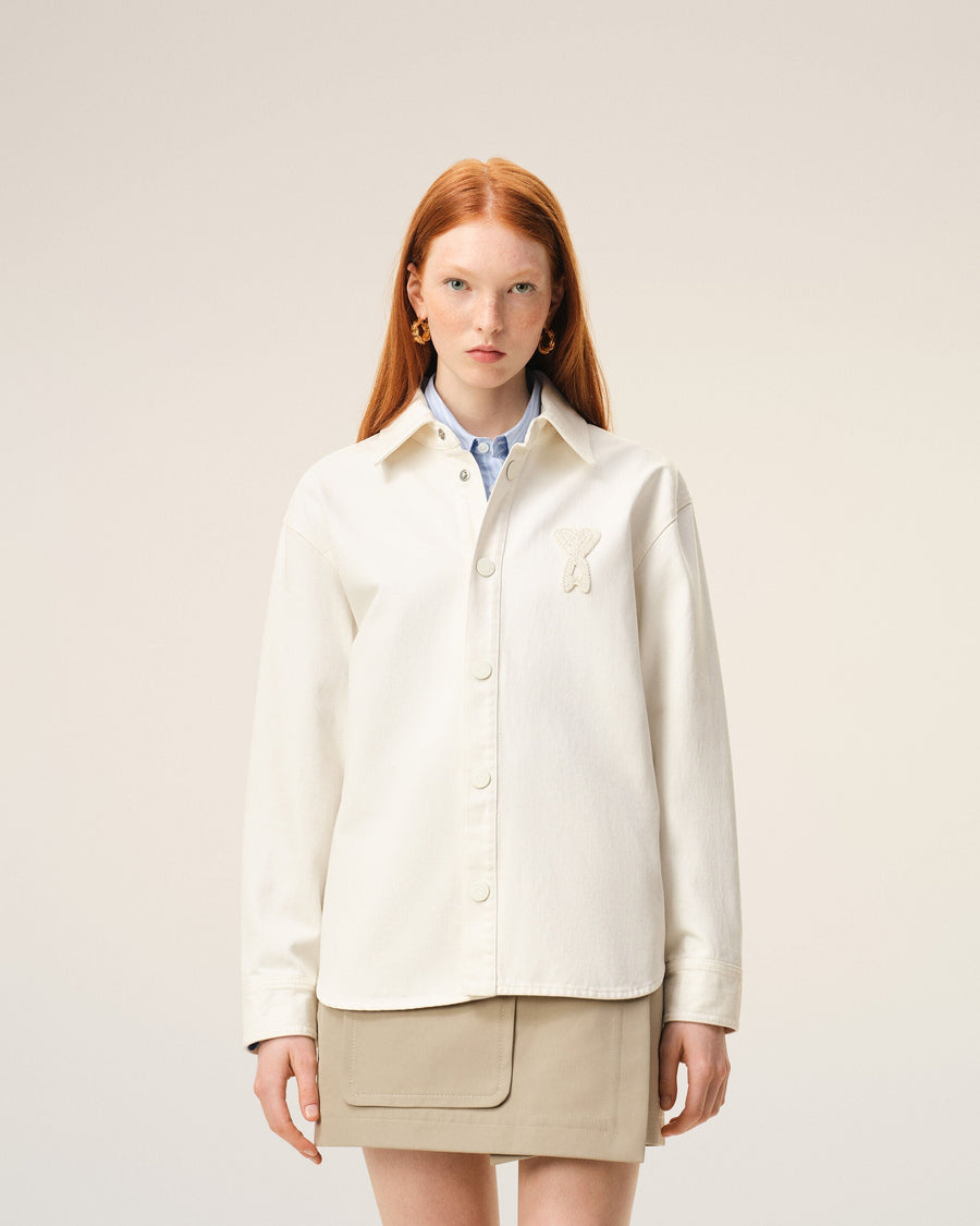White Cotton Knitted Ami De Coeur Overshirt