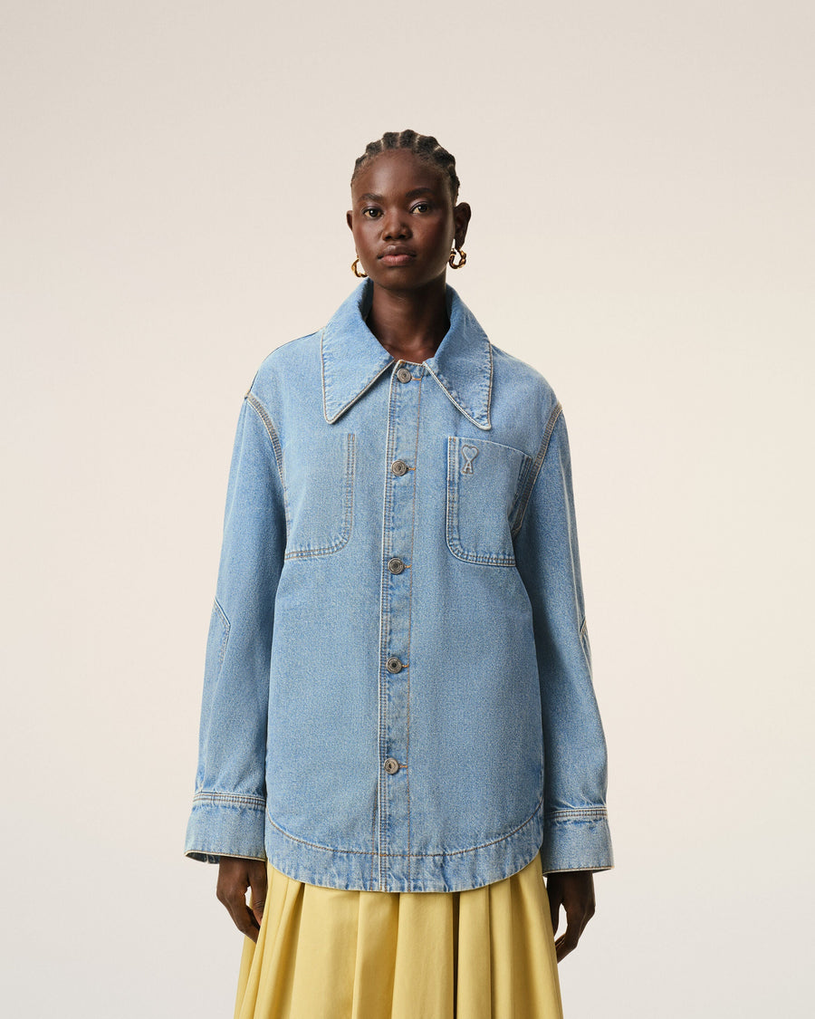 Blue Cotton Ami De Coeur Worker Overshirt
