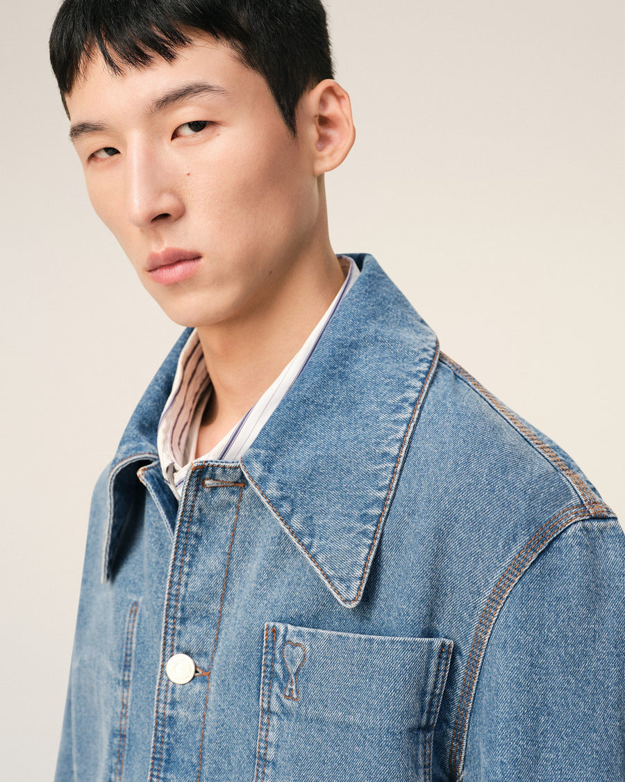 Blue Cotton Ami De Coeur Worker Overshirt