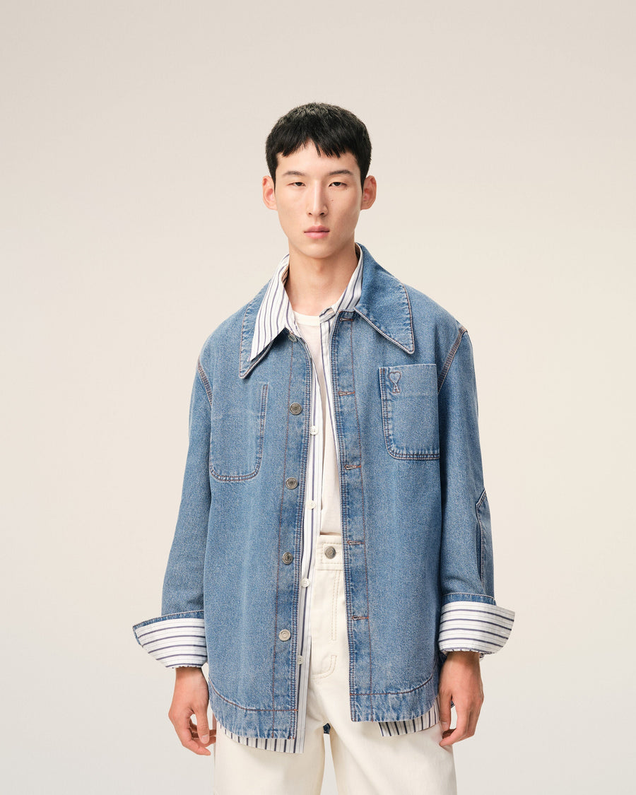 Blue Cotton Ami De Coeur Worker Overshirt