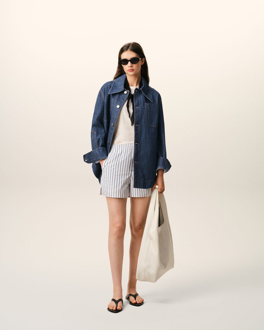 Blue Cotton Ami De Coeur Worker Overshirt