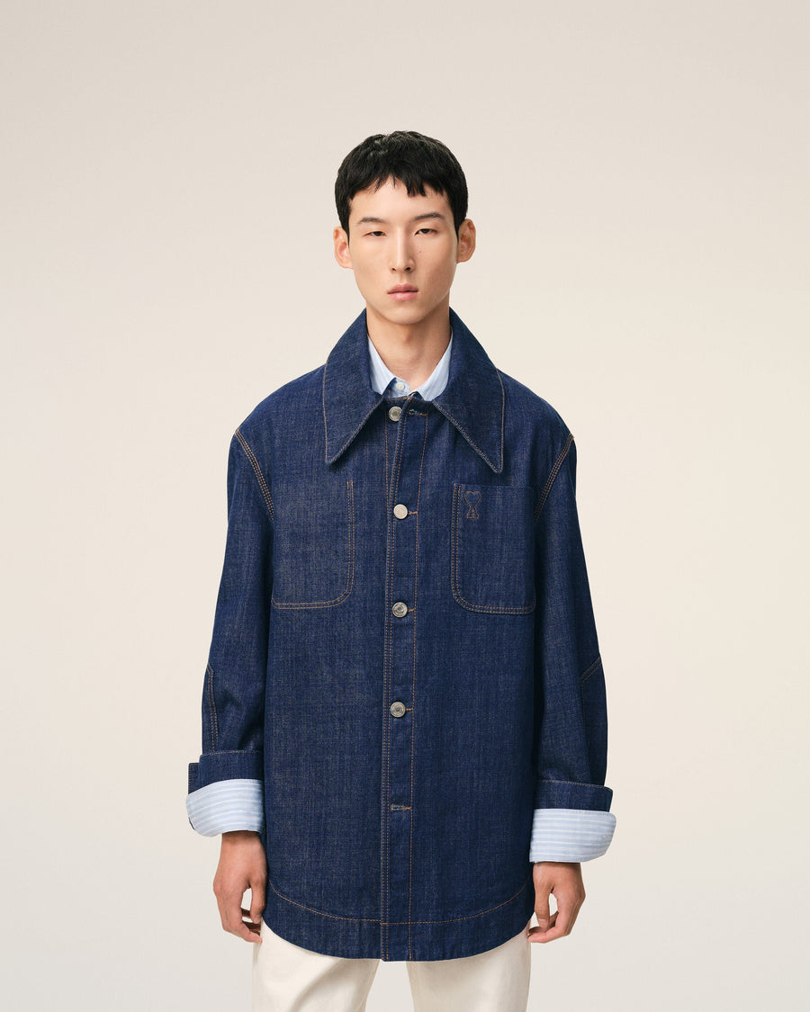 Blue Cotton Ami De Coeur Worker Overshirt