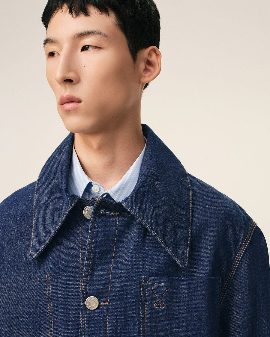 Blue Cotton Ami De Coeur Worker Overshirt