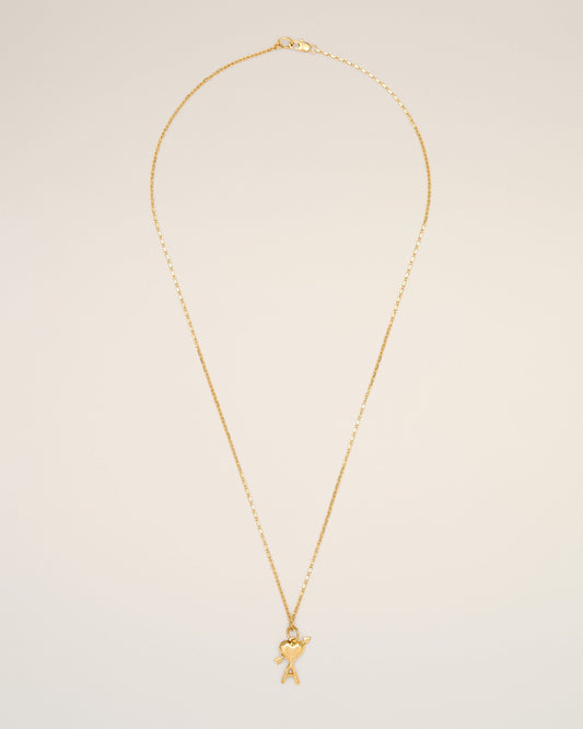 Gold brass necklace with hammered Ami de Coeur arrow