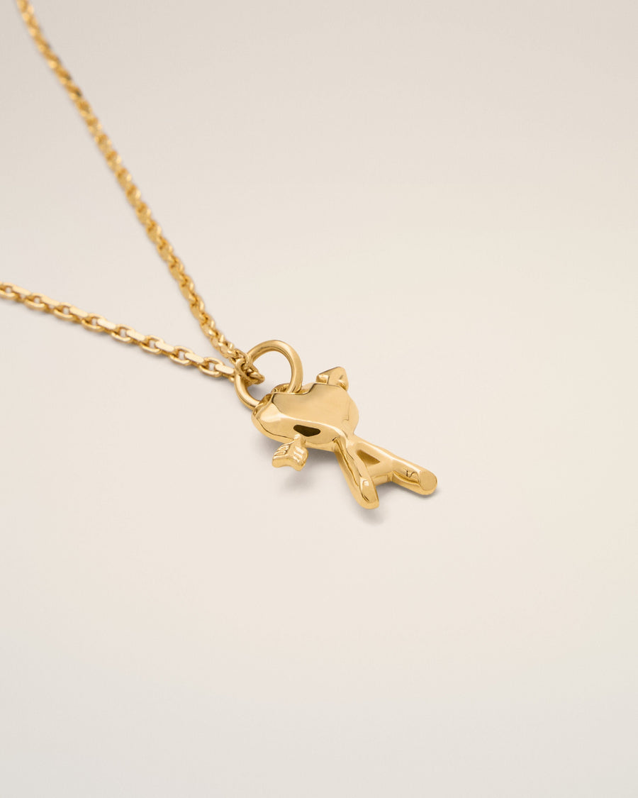 Gold brass necklace with hammered Ami de Coeur arrow