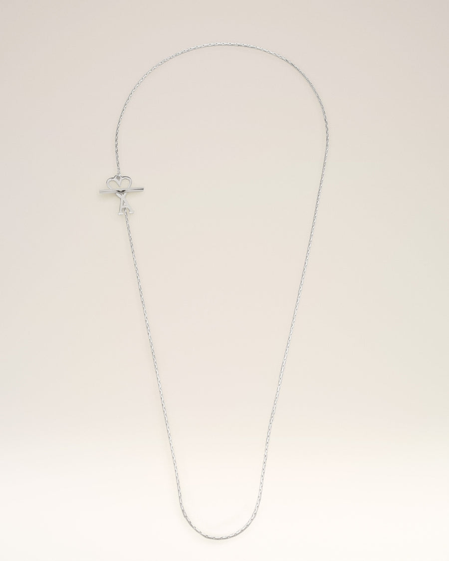 Silver Brass Ami de Coeur Chain Necklace