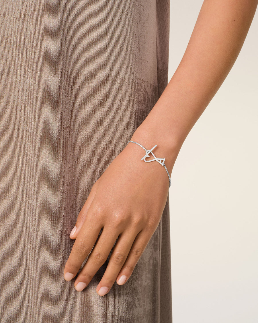 Silver Brass Ami De Coeur Chain Bracelet