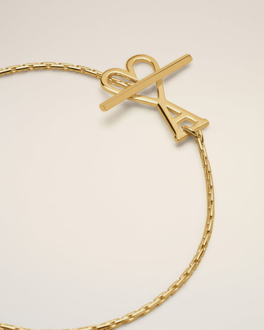 Gold Brass Ami De Coeur Chain Bracelet