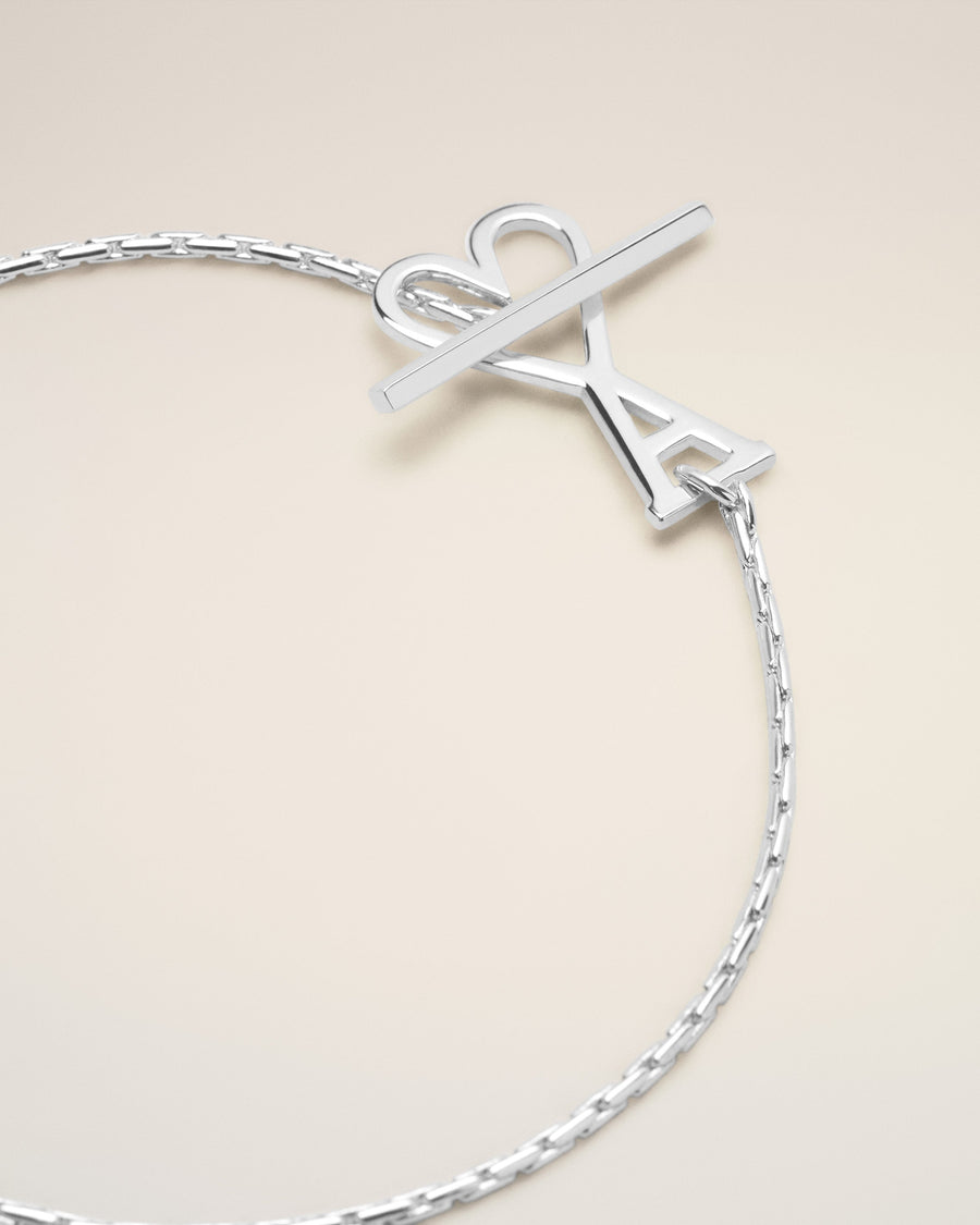 Silver Brass Ami De Coeur Chain Bracelet