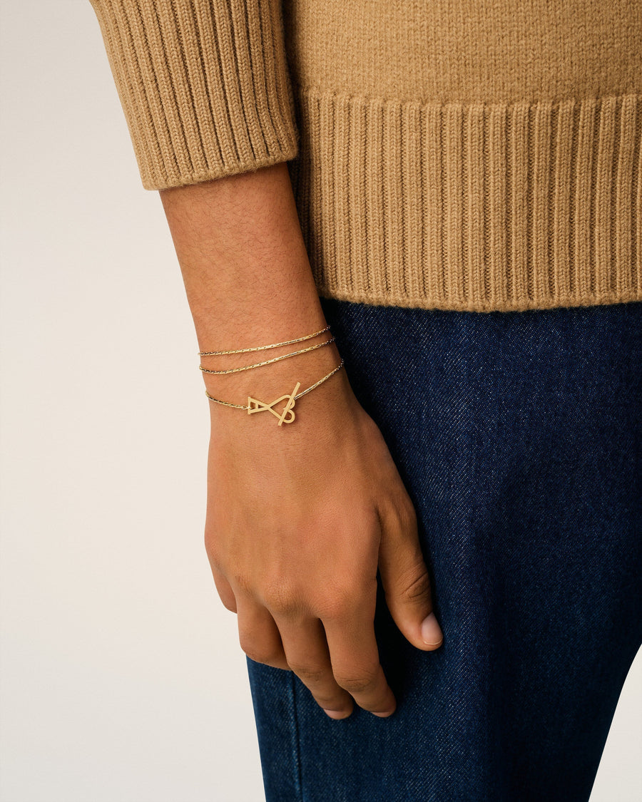 Gold Brass Ami De Coeur 2 In 1 Chain Necklace