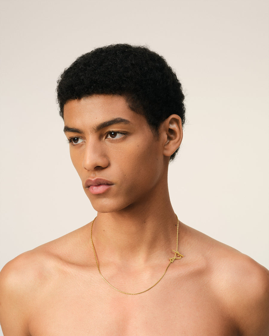 Gold Brass Ami De Coeur 2 In 1 Chain Necklace