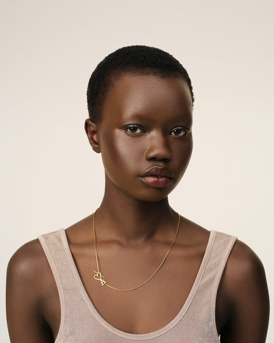 Gold Brass Ami De Coeur 2 In 1 Chain Necklace