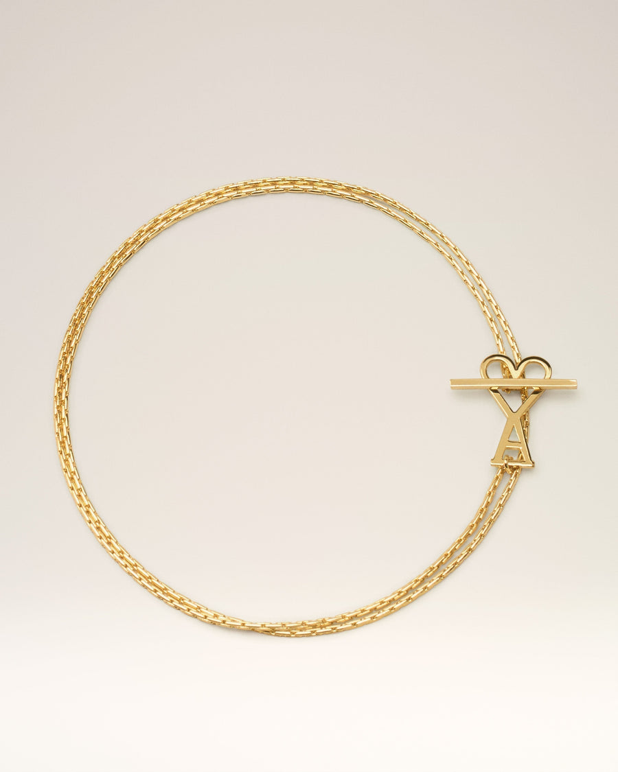 Gold Brass Ami De Coeur 2 In 1 Chain Necklace